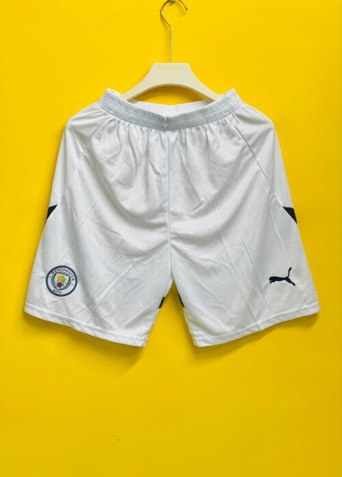 MANCHESTER CITY FC WHITE & BLUE LINE FOOTBALL SHORTS