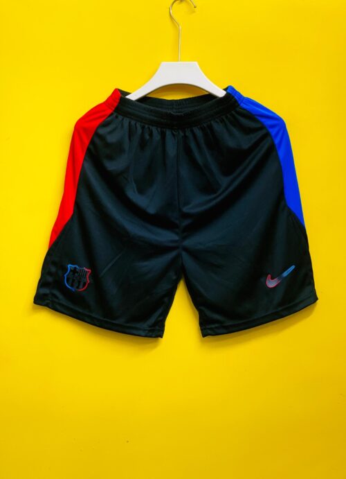 FC BARCELONA  BLACK(RED & BLUE LINE)  FOOTBALL SHORTS