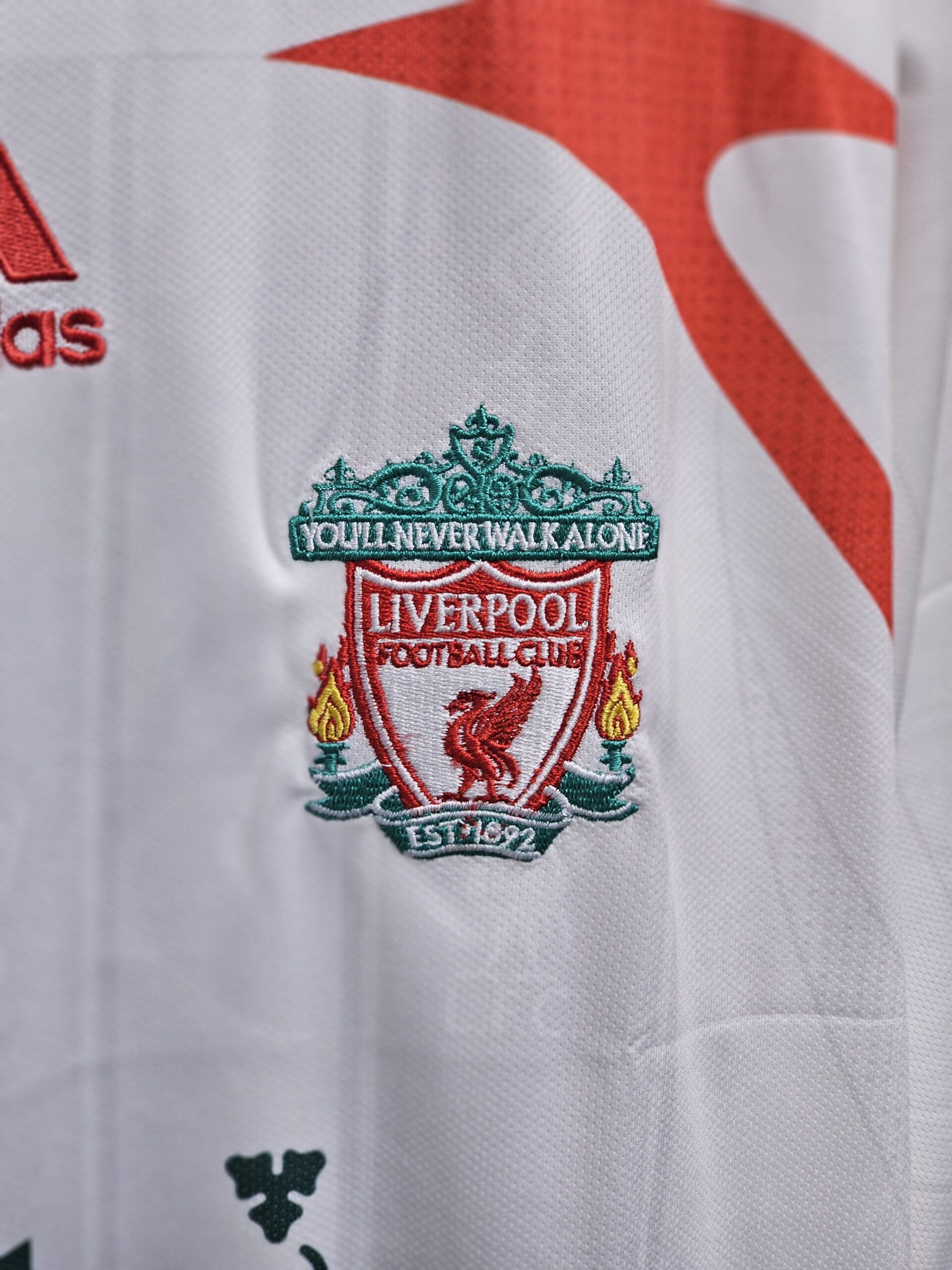 LIVERPOOL FC 2007-08 AWAY JERSEY EMBROIDERY FIVESLEEV - Image 3