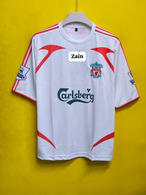 LIVERPOOL FC 2007-08 AWAY JERSEY EMBROIDERY FIVESLEEV