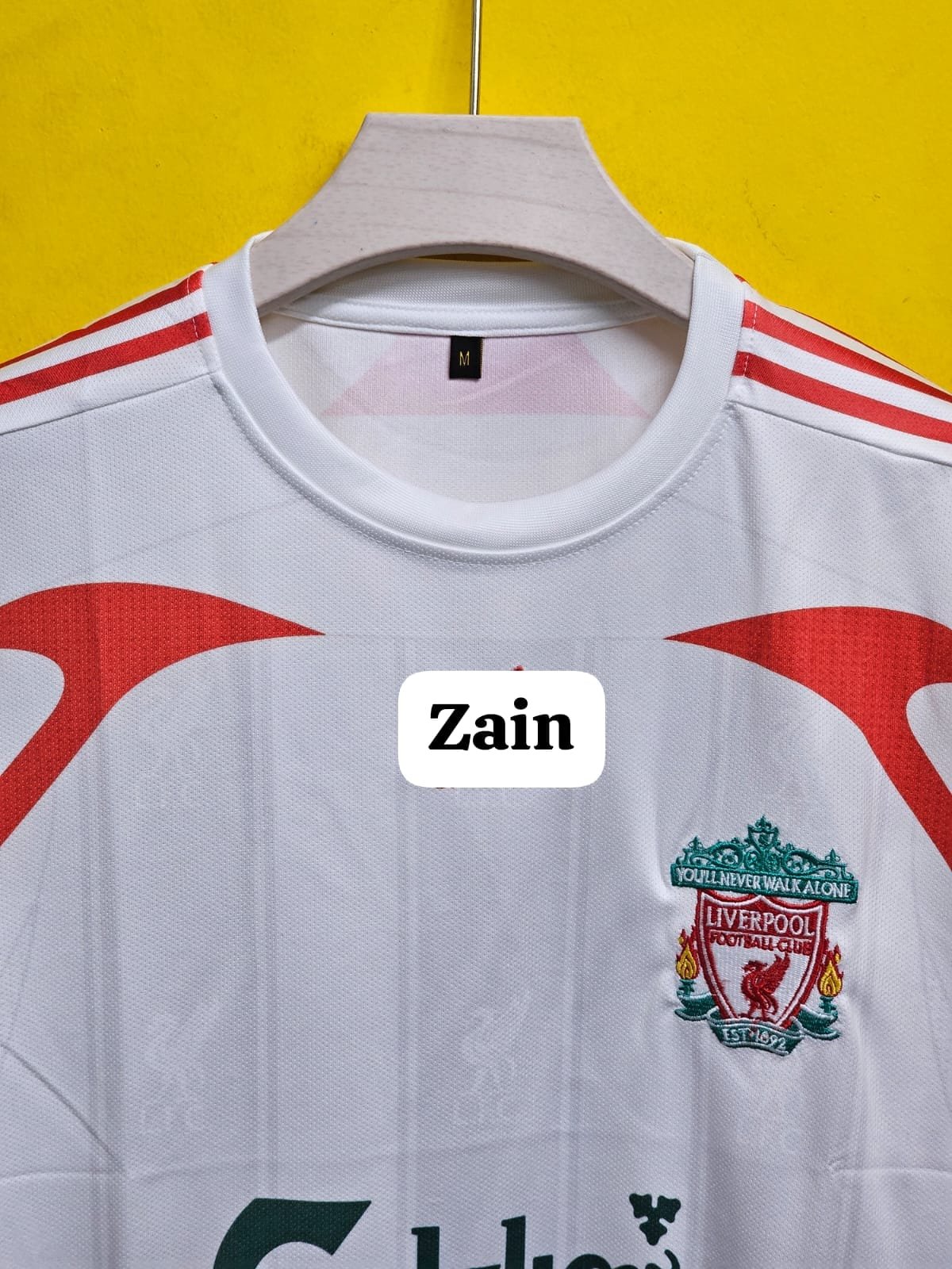 LIVERPOOL FC 2007-08 AWAY JERSEY EMBROIDERY FIVESLEEV - Image 2