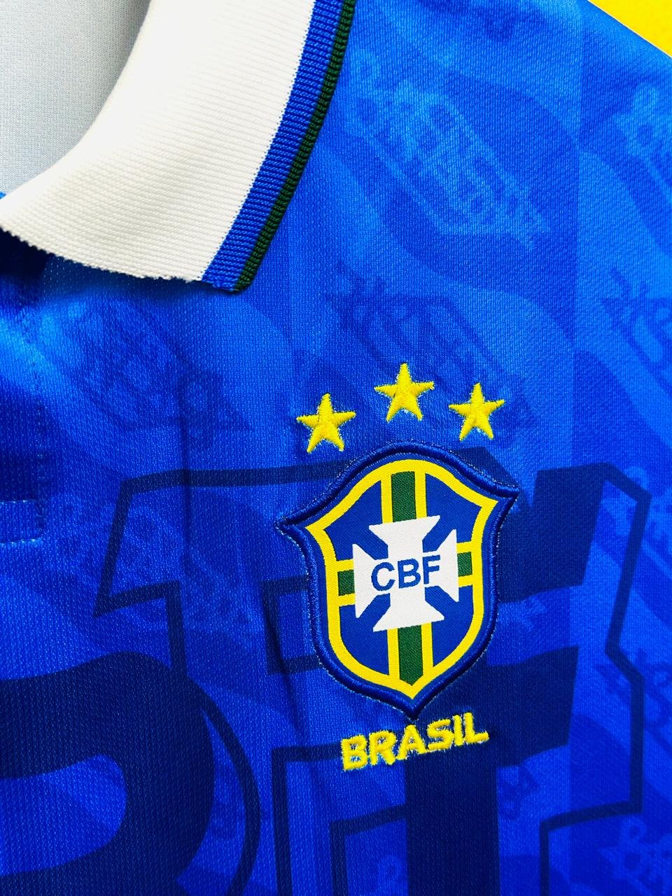 BRAZIL 1991-93 AWAY RETRO FIVE SLEEVE JERSEY PELE - Image 4