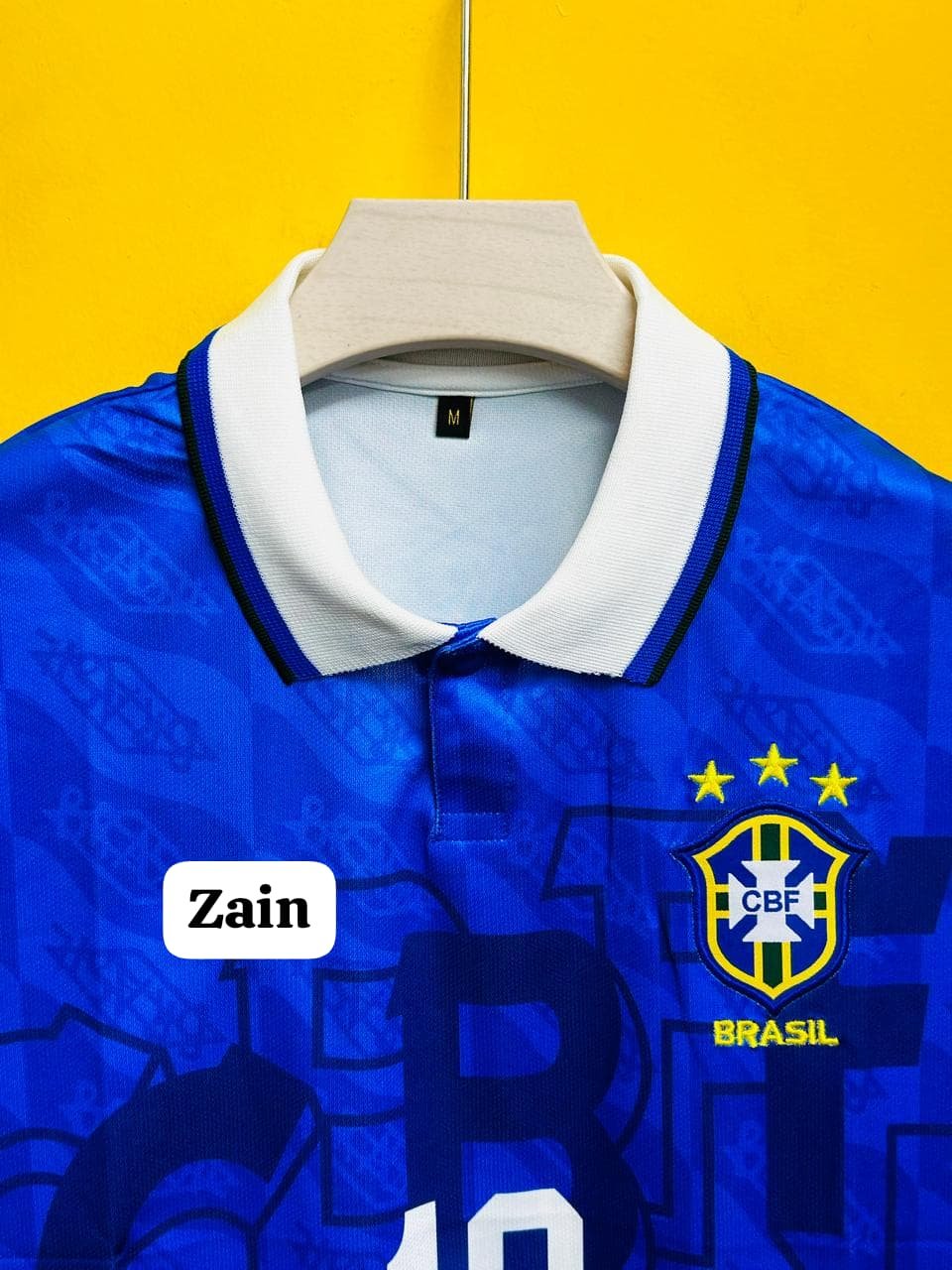 BRAZIL 1991-93 AWAY RETRO FIVE SLEEVE JERSEY PELE - Image 2