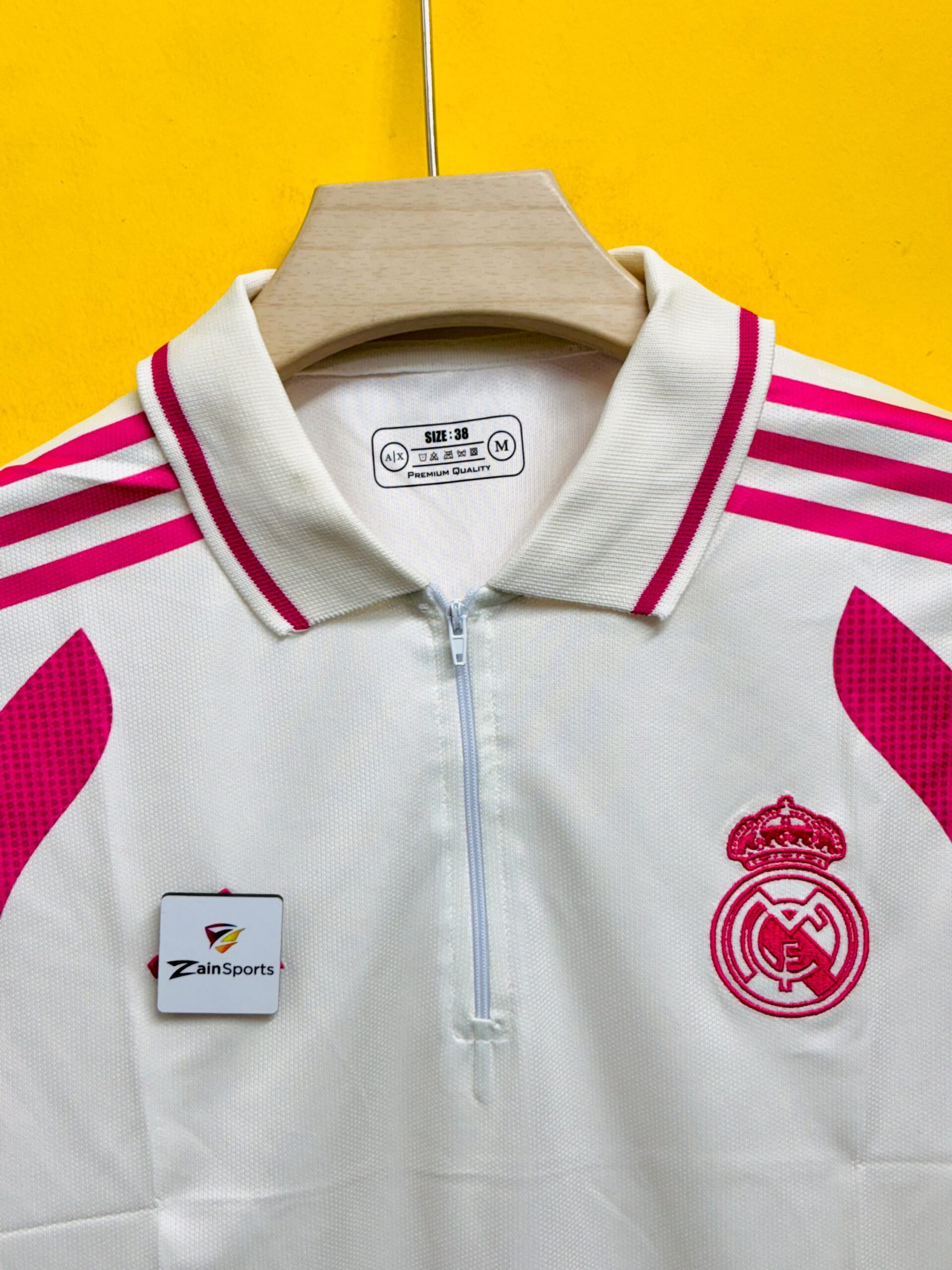 REAL MADRID POLO T-SHIRT MBAPPE PINK LINE (EMBROIDERY) - Image 3