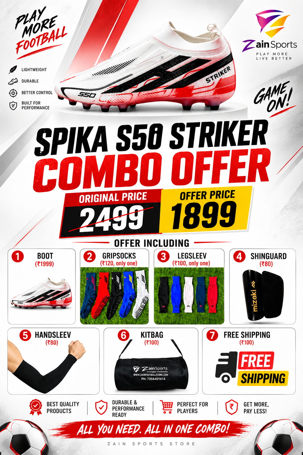 SPIKA S50 STRIKER LACELESS BOOT COMBO OFFER - Image 2