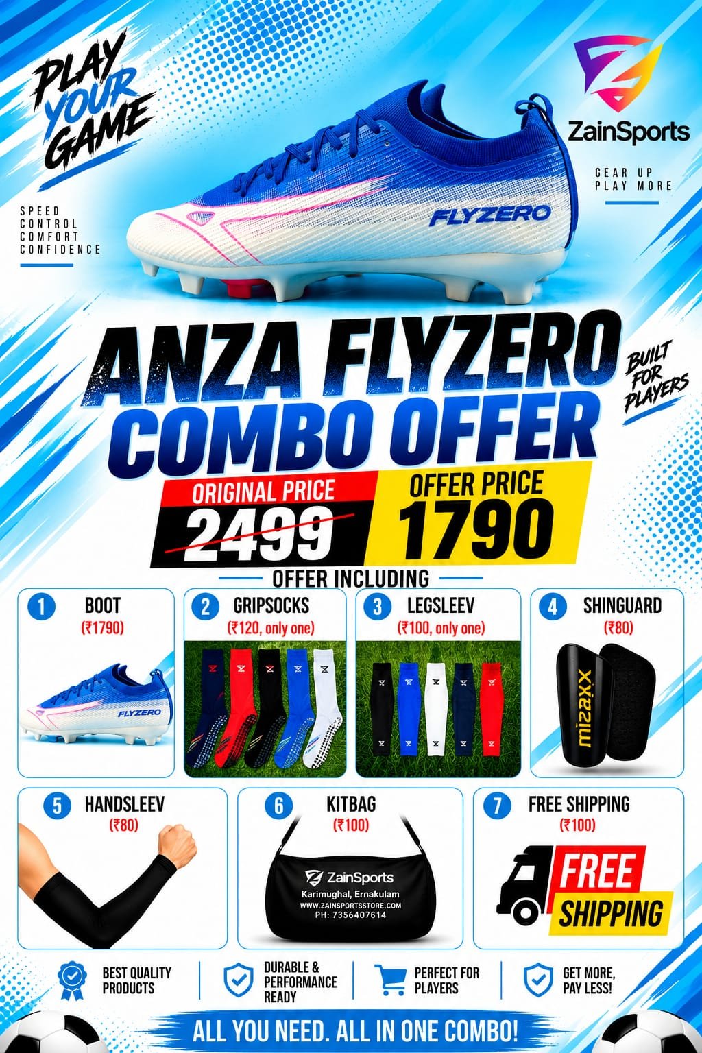 ANZA FLYZERO WHITE BLUE COMBO - Image 2