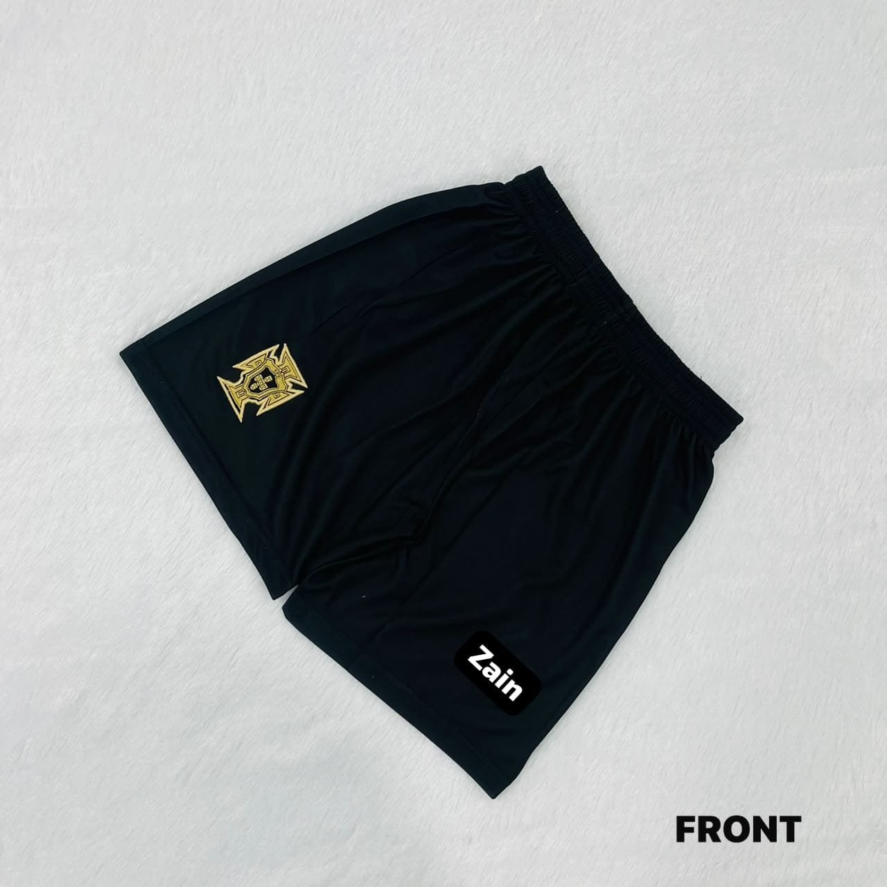 PORTUGAL BLACK SUBLIMATION EMBROIDERY SHORTS